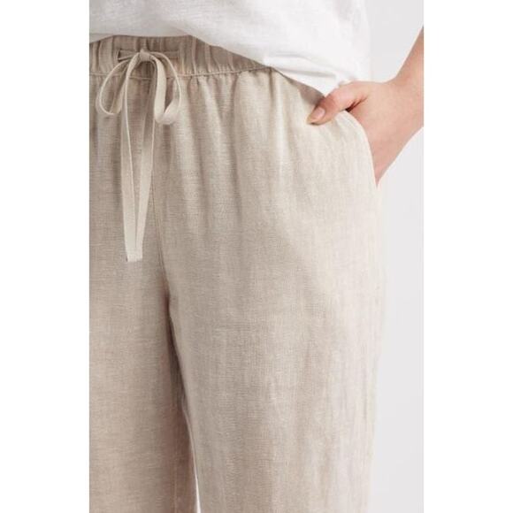 Caslon Women's Tapered Linen Pants Elastic Waist Flax Beige Size Large - Picture 8 of 9